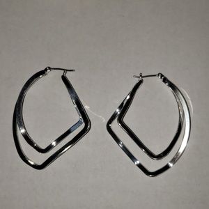 💎Silver Tone Polished Dangle Drop Earrings